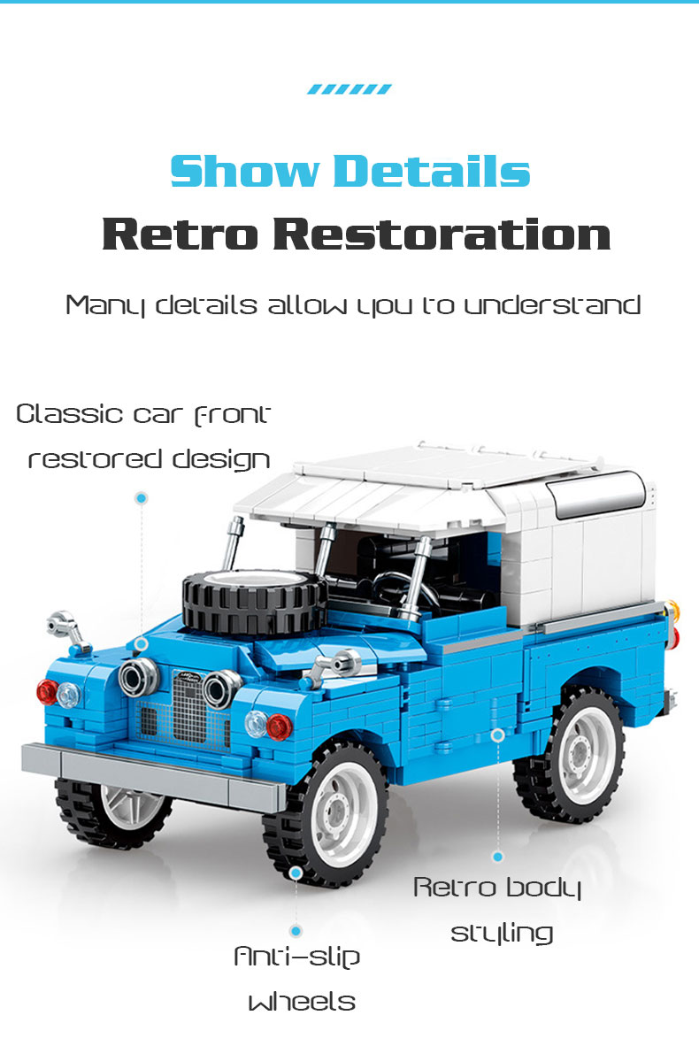 SEMBO 705808 Automuseum Serie Land Rover Defender Autobausteine Spielzeug-Set