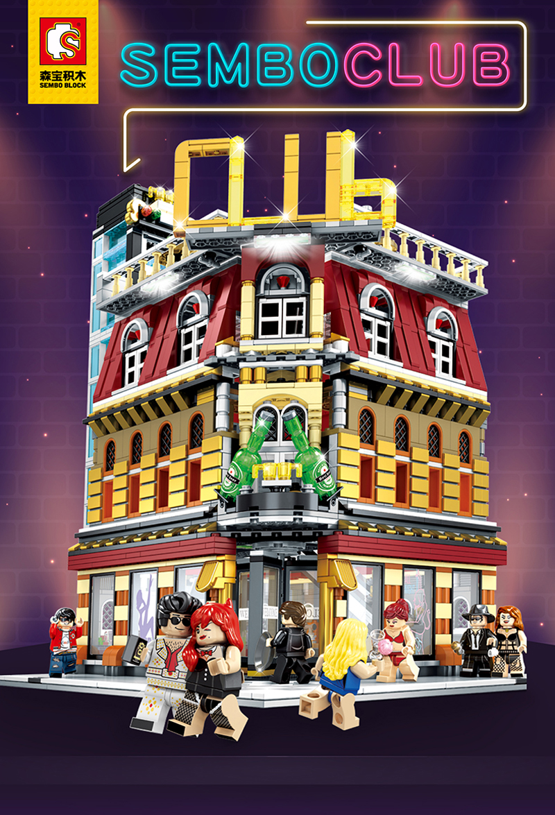 SEMBO SD6991 Nightclub With Light Building Blocks Toy Set