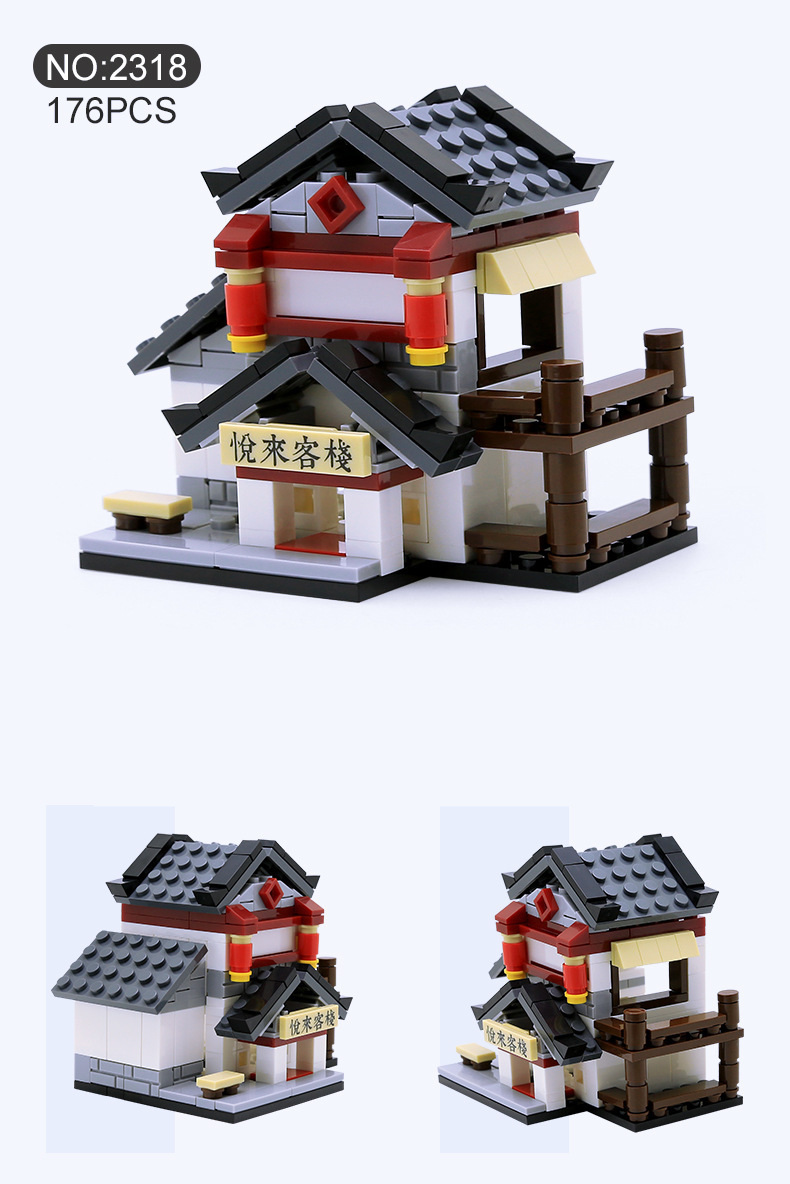 WANGE Architecture China Street View full set of 6 models 2315-2320 Building Blocks Toy Set