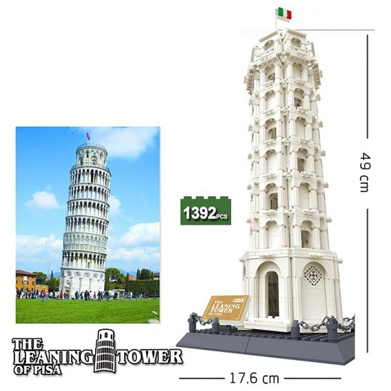 WANGE Architektur Schiefer Turm von Pisa 5214 Bausteine Spielzeug Set