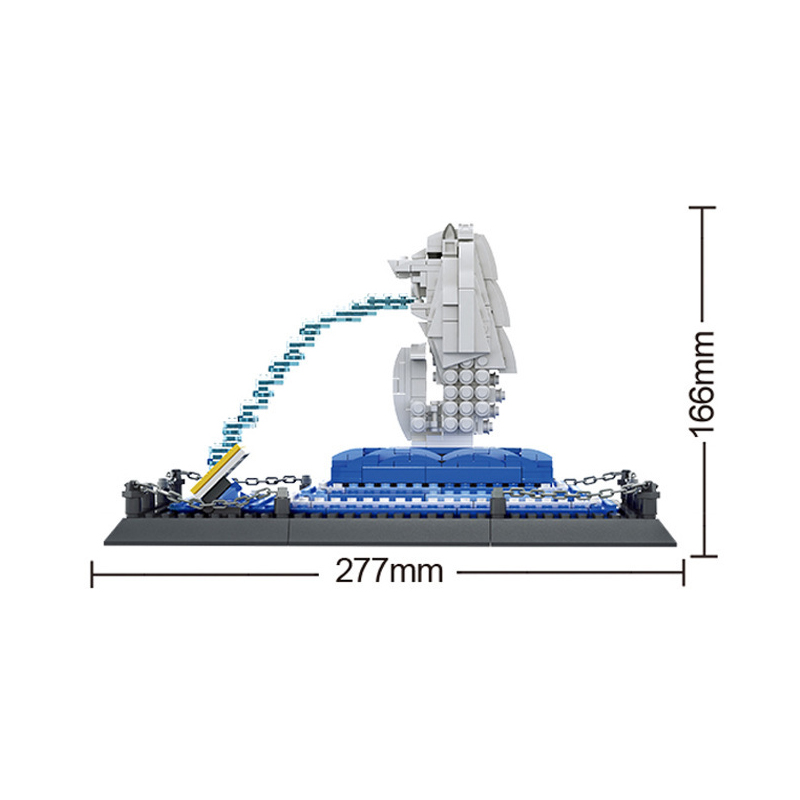 WANGE 아키텍처 싱가포르 머라이언 동상 4218 빌딩 블록 장난감 세트