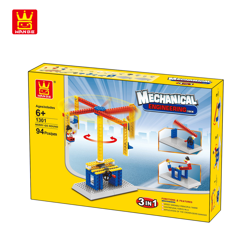 WANGE Mechanical Engineering Carousel engineering manual machinery 1301 Building Blocks Toy Set