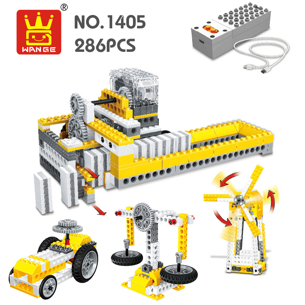 WANGE Mechanical Engineering Domino machine power machinery 1405 Building Blocks Toy Set