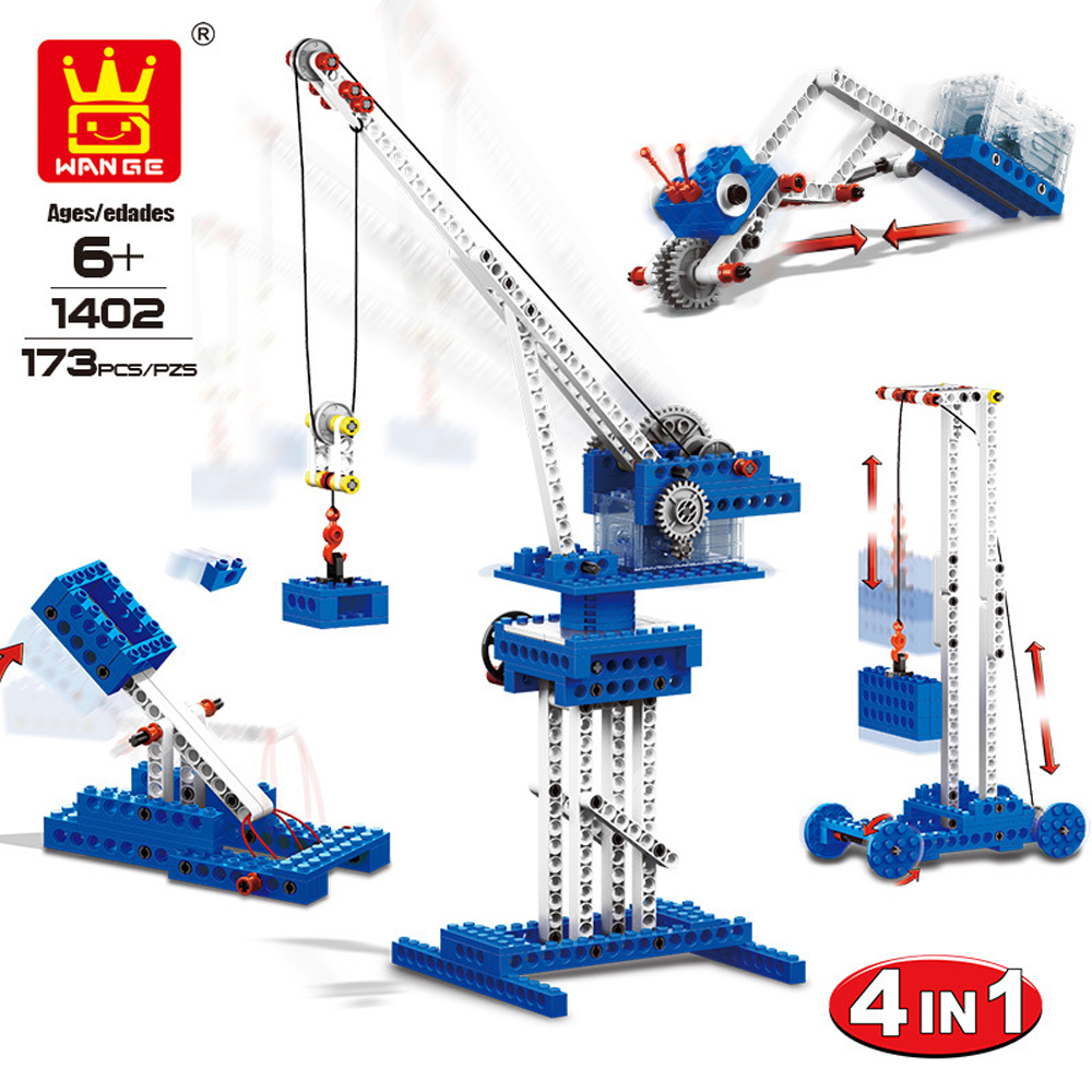 WANGE Mechanical Engineering Engineering tower crane power machinery 1402 Building Blocks Toy Set