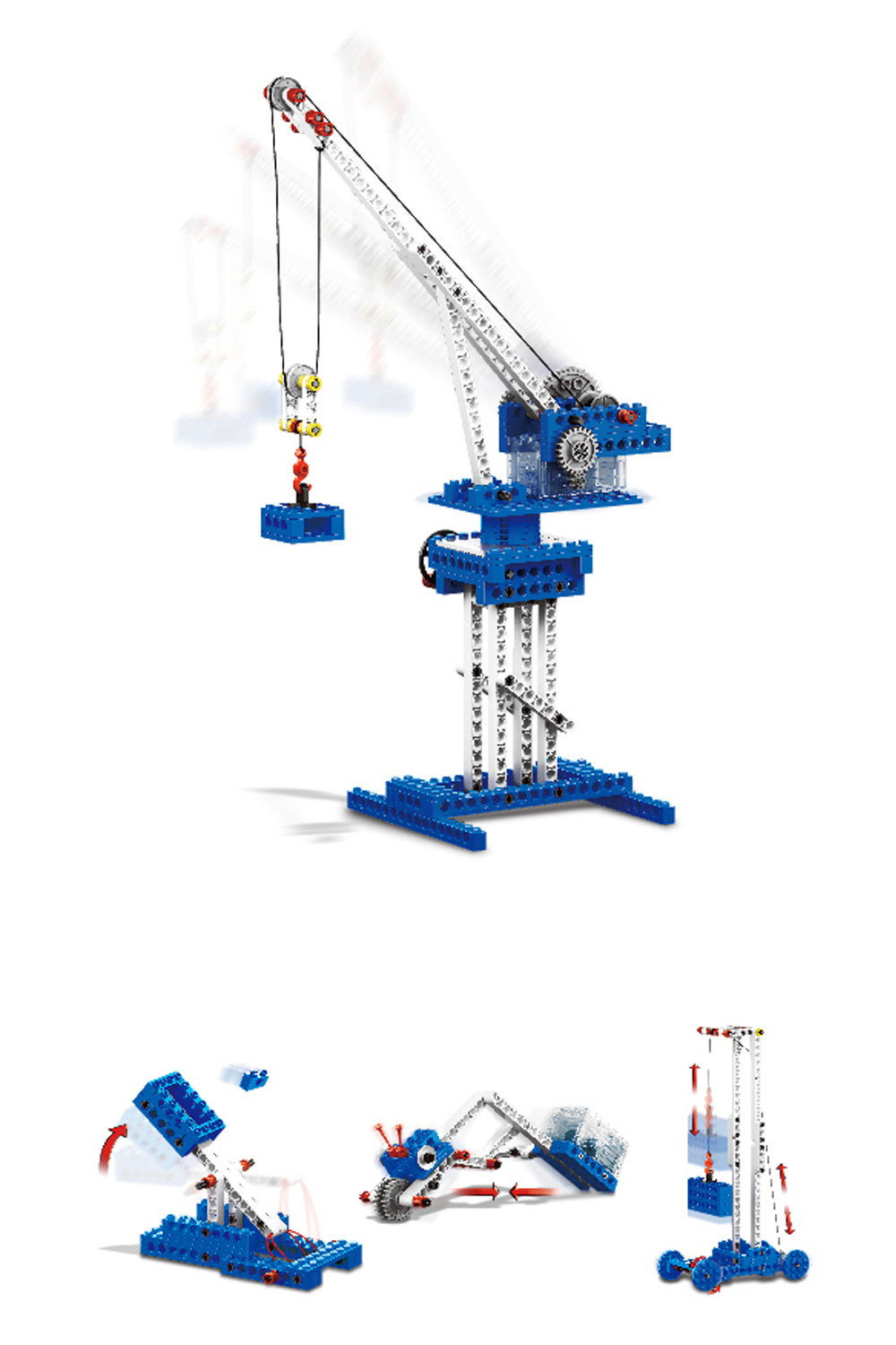 WANGE 기계 공학 엔지니어링 타워 크레인 동력 기계 1402 빌딩 블록 장난감 세트