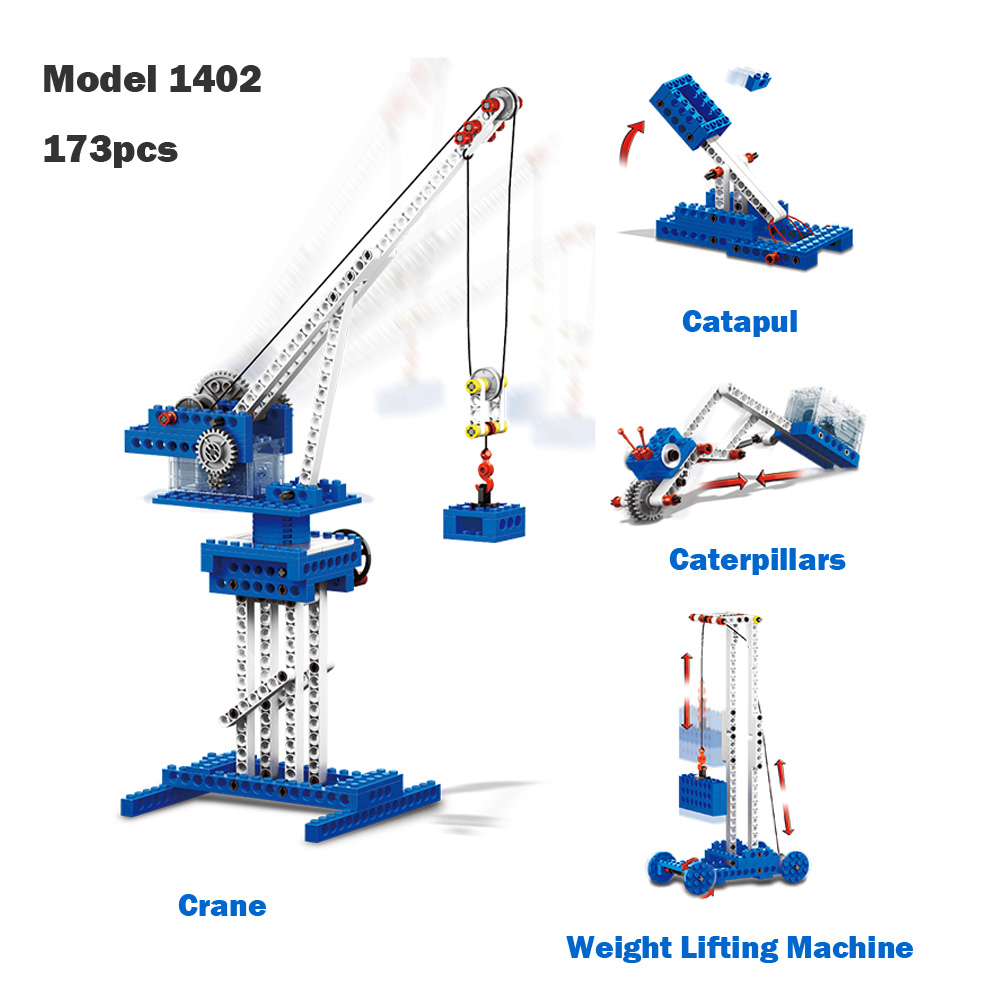 WANGE Mechanical Engineering Engineering tower crane power machinery 1402 Building Blocks Toy Set