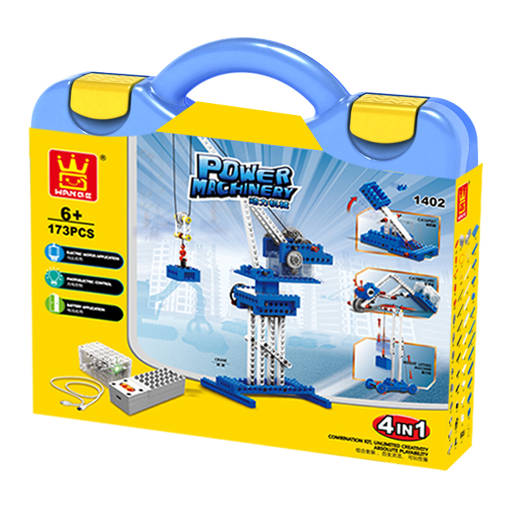 WANGE Mechanical Engineering Engineering tower crane power machinery 1402 Building Blocks Toy Set