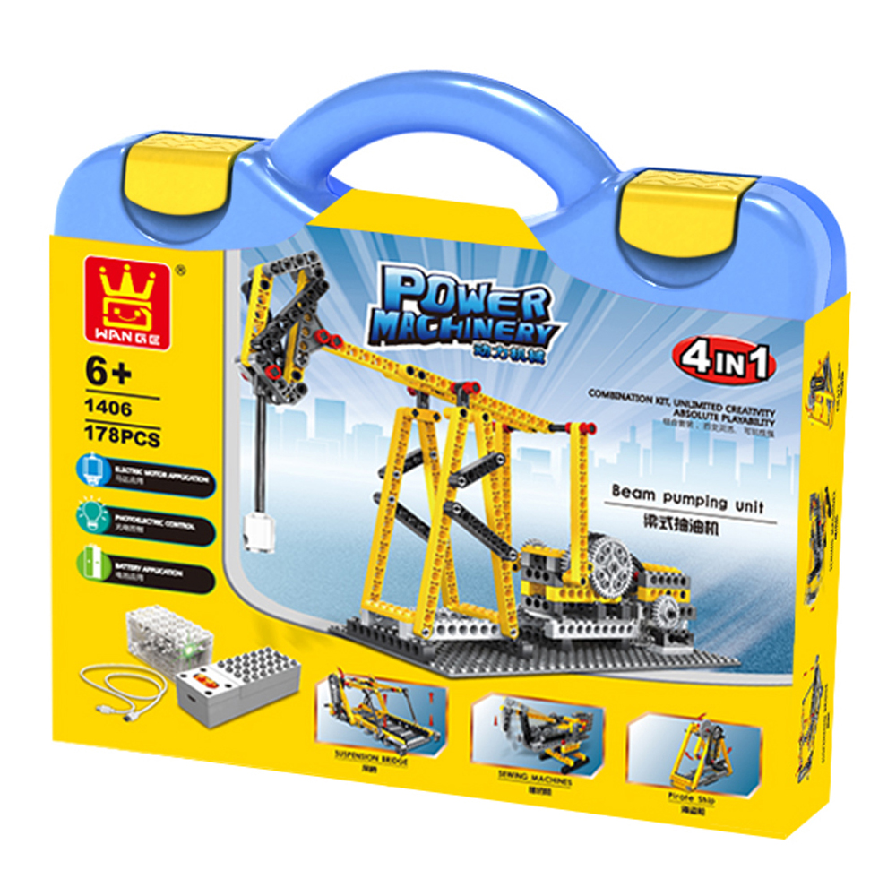 WANGE Mechanical Engineering Liang's pumping unit engineering electric machinery 1406 Building Blocks Toy Set