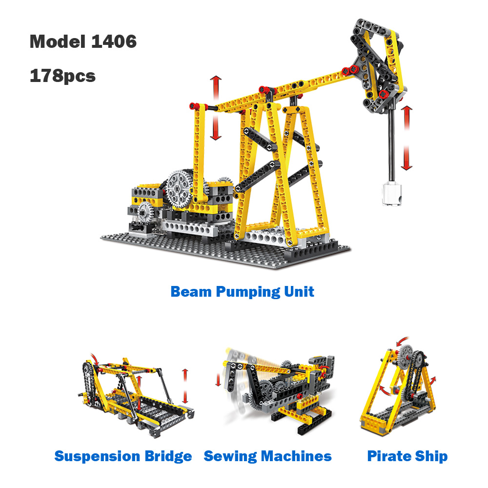 WANGE Mechanical Engineering Liang's pumping unit engineering electric machinery 1406 Building Blocks Toy Set