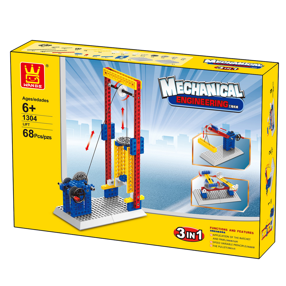 WANGE Mechanical Engineering Lift engineering manual machinery 1304 Building Blocks Toy Set