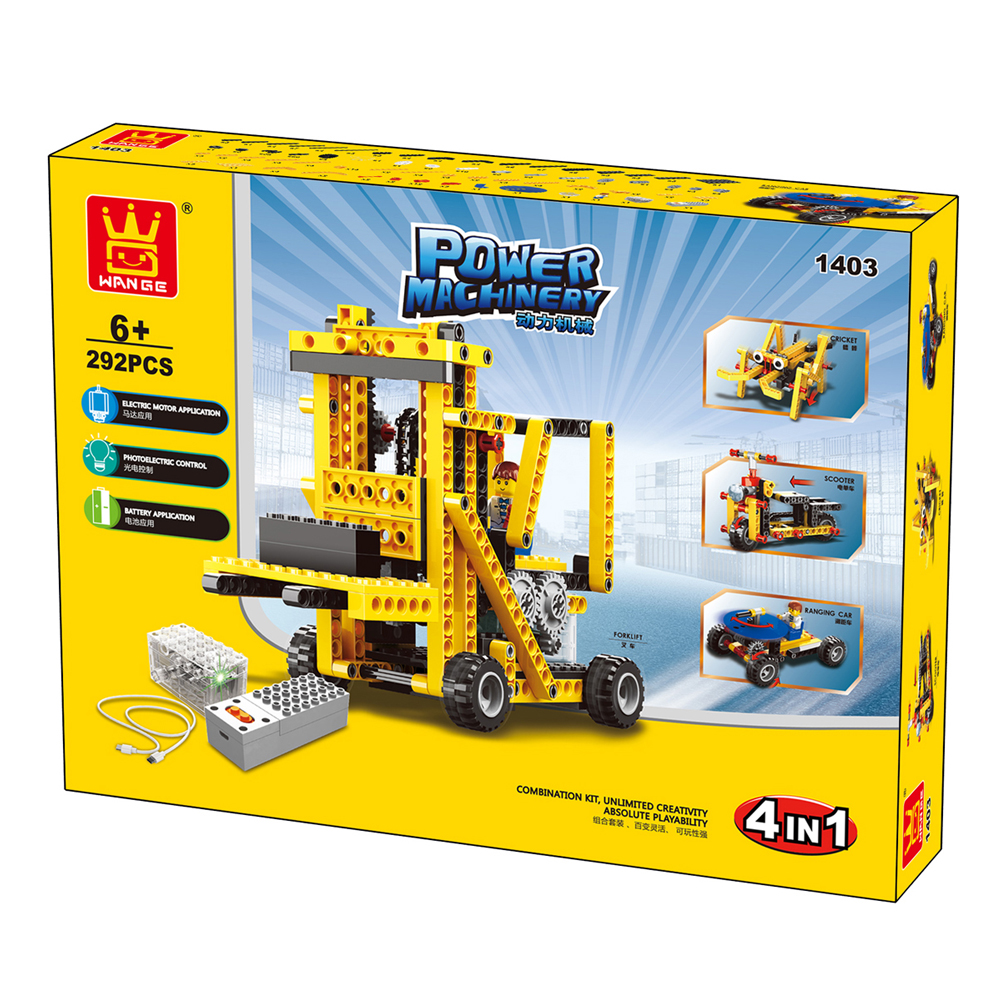 WANGE Mechanical Engineering Lifting forklift engineering electric machinery 1403 Building Blocks Toy Set