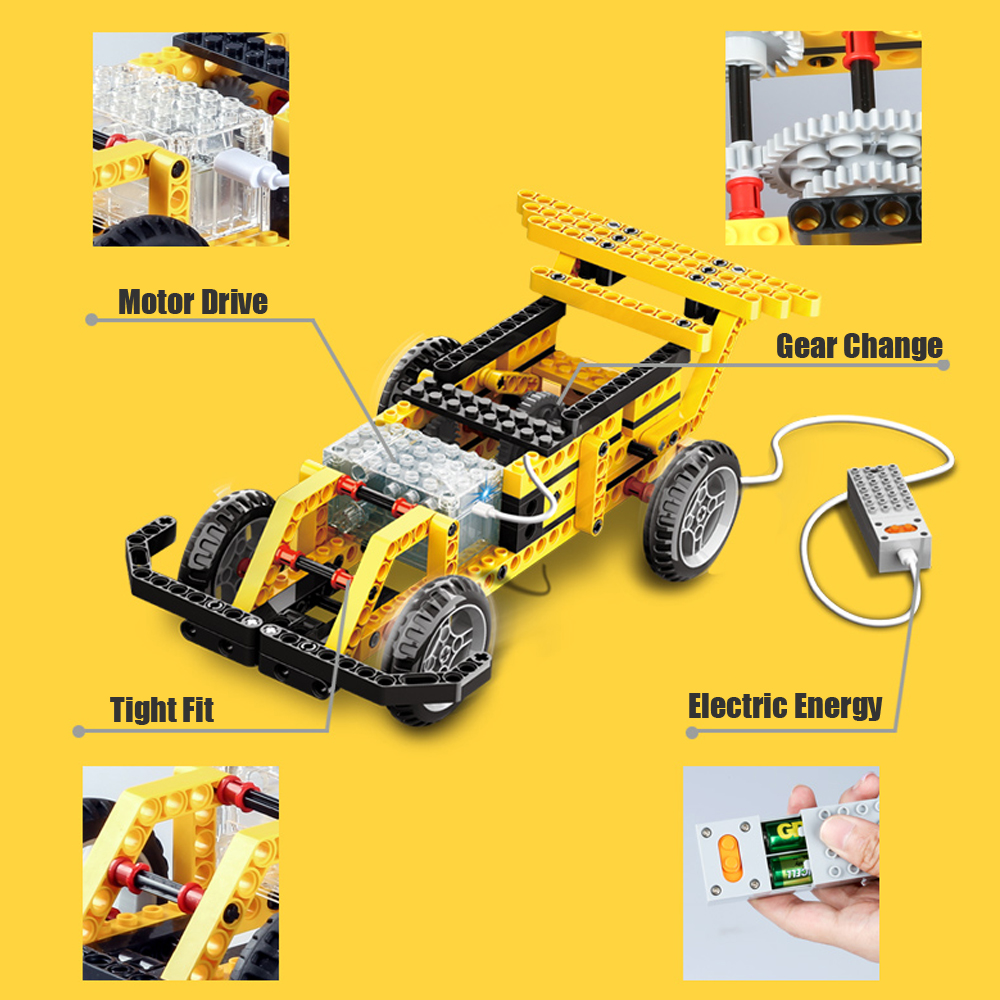 WANGE Mechanical Engineering Speed change car engineering electric machinery 1401 Building Blocks Toy Set