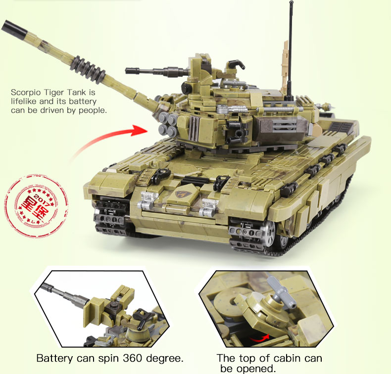 XINGBAO 06015 1386Pcs Military Series The Scorpio Tiger Tank Set