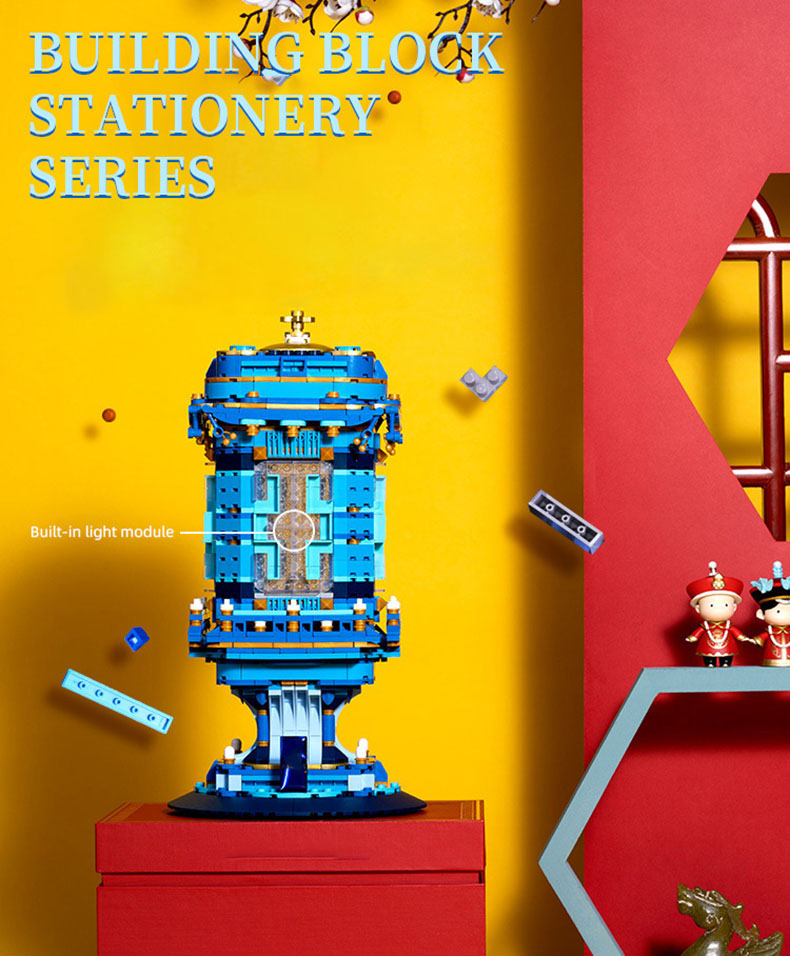 XINYU XQ18001 Stationery Series Pen Holder Lamp Palace Building Bricks Toy Set