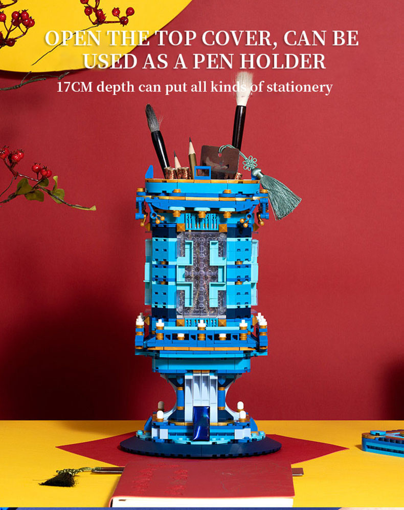 XINYU XQ18001 文具シリーズ ペンホルダー ランプ パレス ビルディングレンガ おもちゃセット