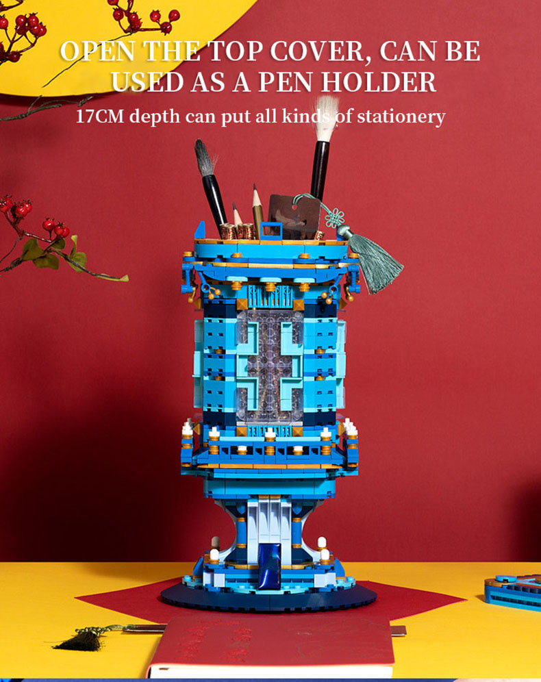 XINYU XQ18001 Stationery Series Pen Holder Lamp Palace Building Bricks Toy Set