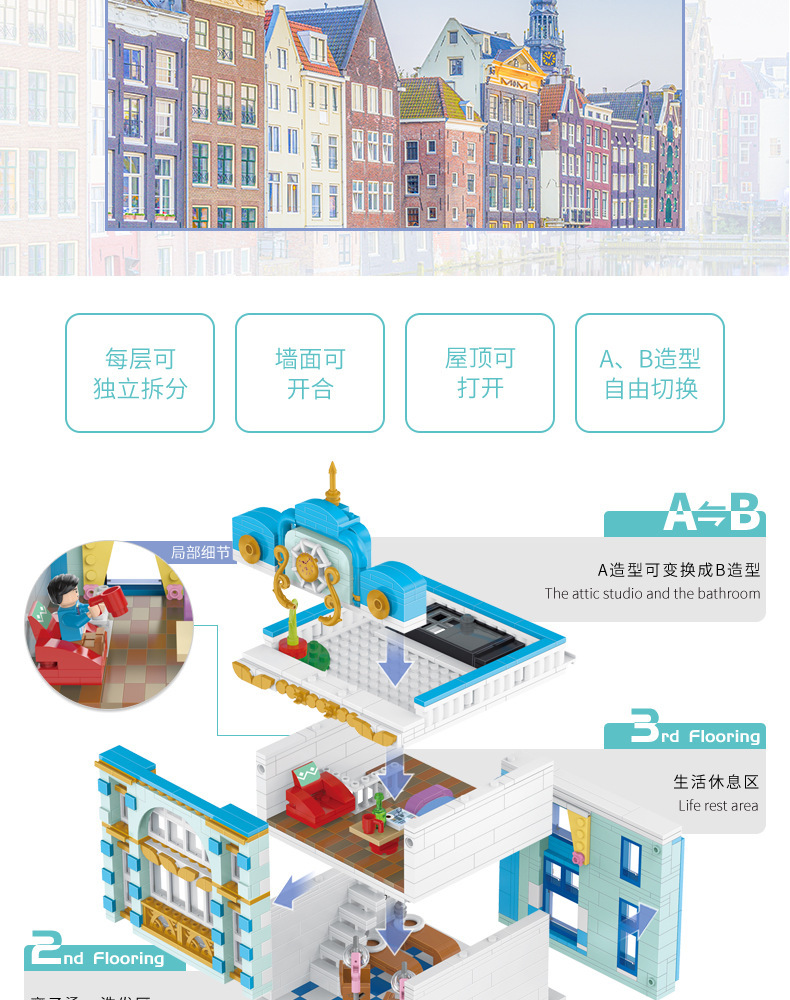 XINYU YC20005 City Street View Series Barber Shop Building Bricks Toy Set