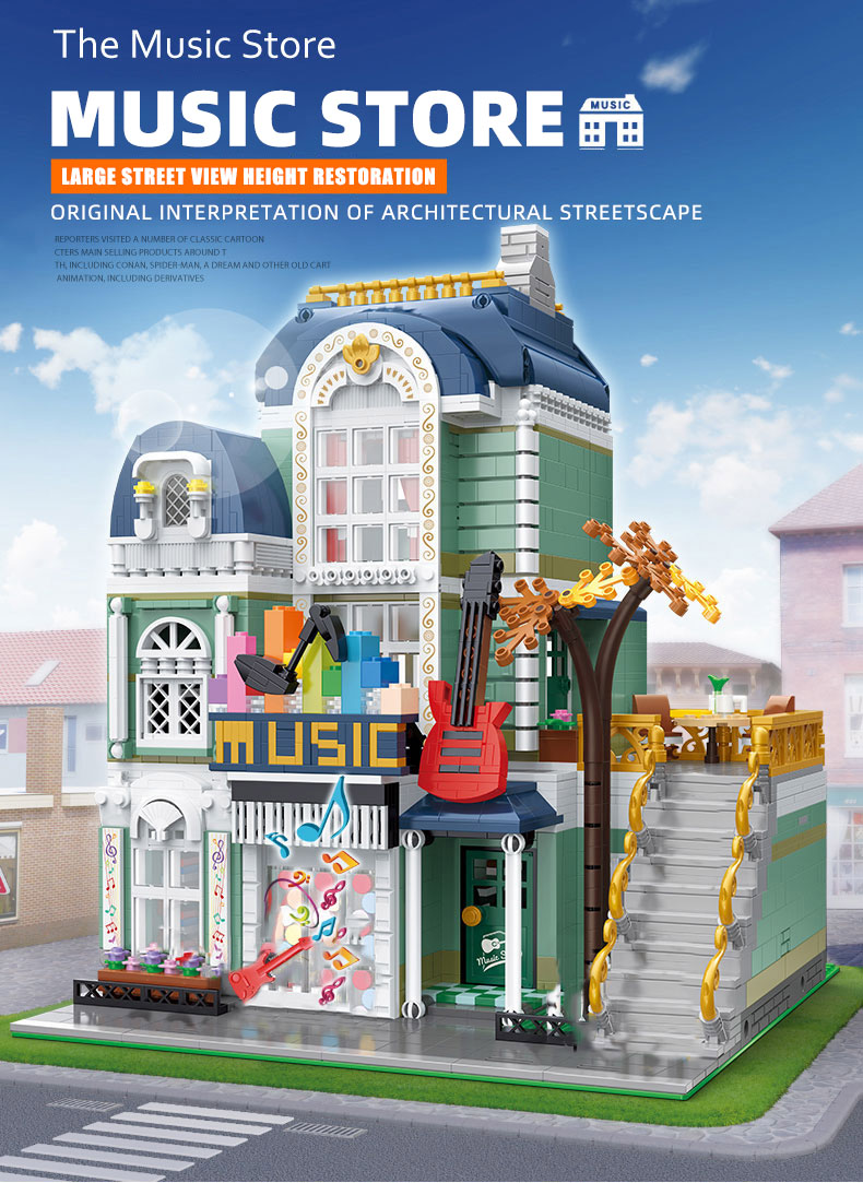XINYU YC20008 City Street View Series Musical Instrument Store Building Bricks Toy Set