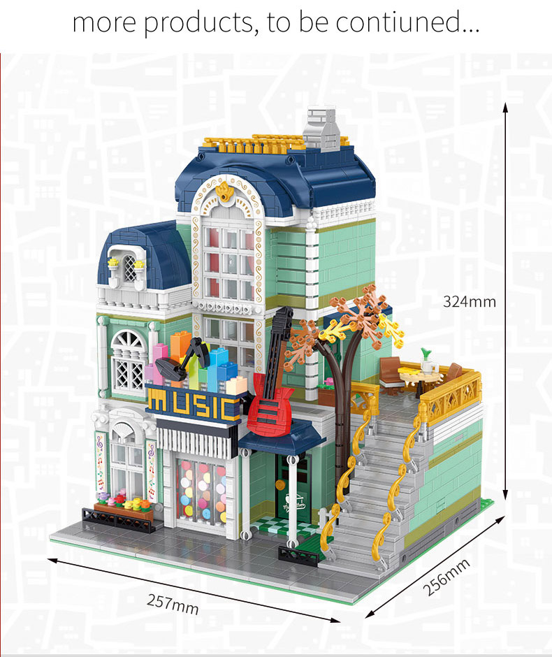 XINYU YC20008 City Street View Series Tienda de instrumentos musicales Building Bricks Toy Set
