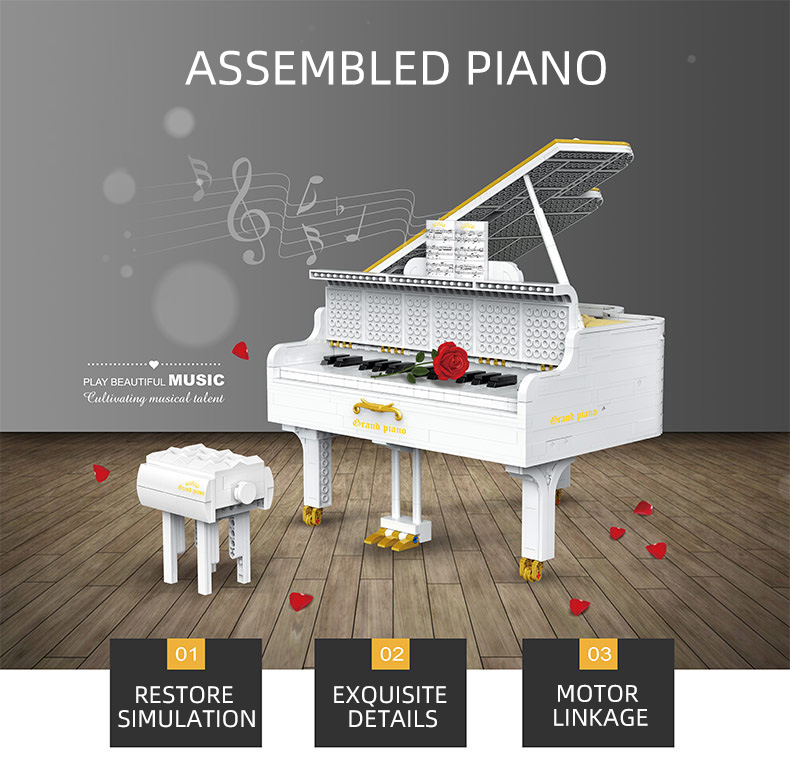XINYU YC21003 White Piano Building Bricks Toy Set