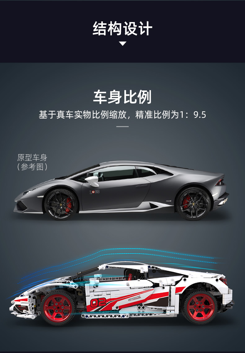 CaDA C61018 Lamborghini Huracan LP610-4 슈퍼카 빌딩 블록 장난감 세트