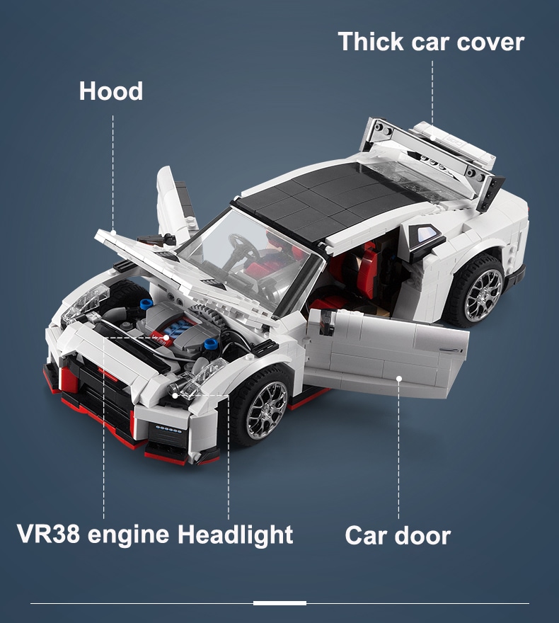 CaDA C61020 GTR R35 레이싱 카 빌딩 블록 장난감 세트