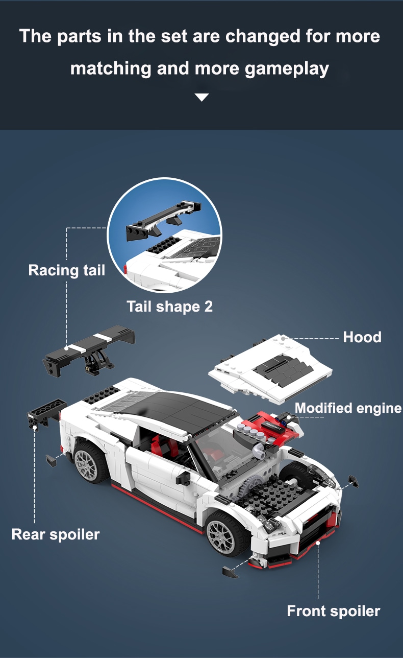 CaDA C61020 GTR R35 Rennwagen Bausteine Spielzeugset