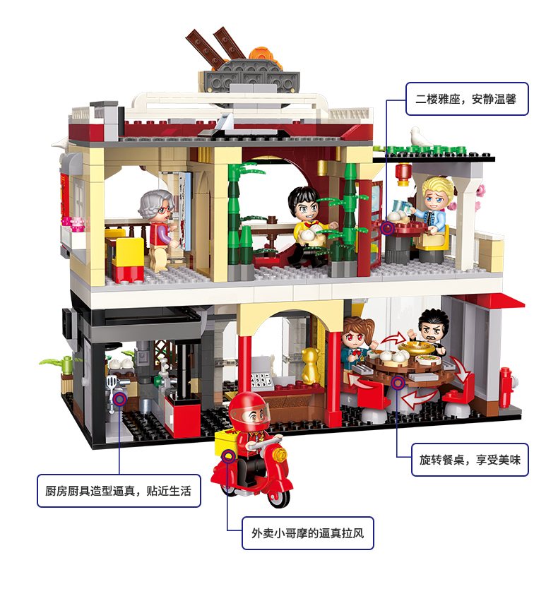 ENLIGHTEN 1137 Golden Chinese Cuisine Building Blocks Set
