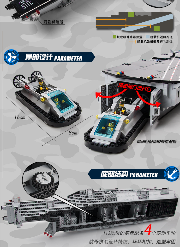 ENLIGHTEN 113 항공모함 빌딩 블록 세트