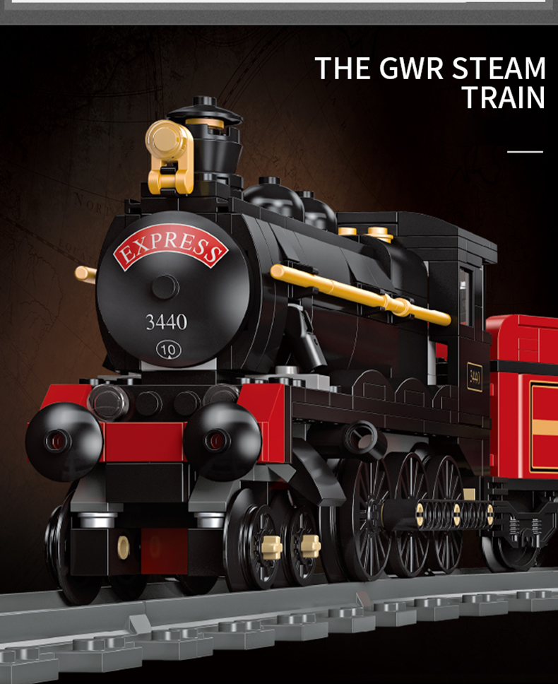 JIE STAR59002GWR蒸気機関車ビルディングブロックおもちゃセット