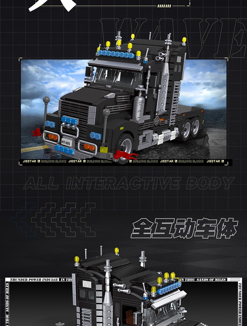 JIE STAR 92005 Ensemble de blocs de construction de camion lourd