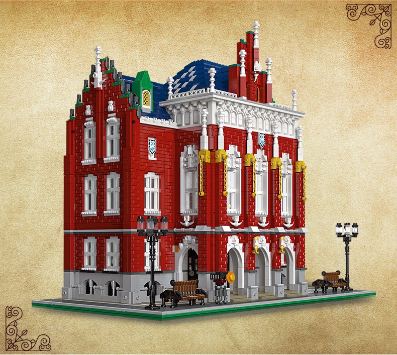 JIESTAR 89123 Street View Series Red Brick University Building Block Toy Set