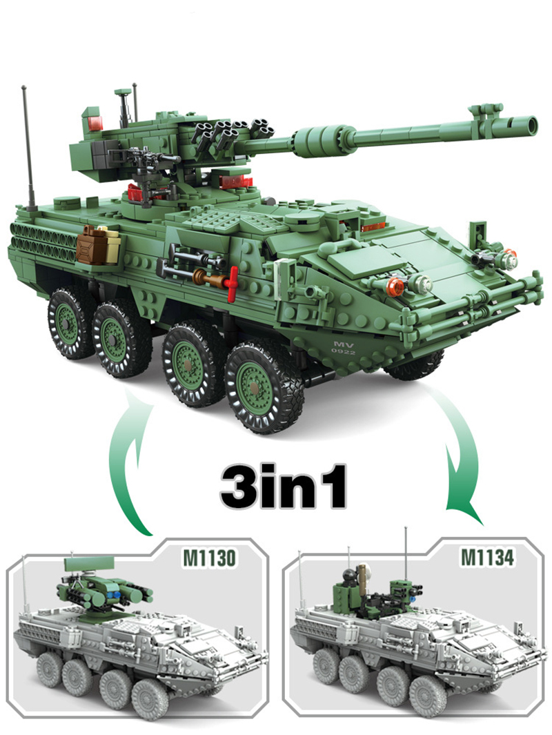 KAZI The Stryker MGS-M1128 탱크 빌딩 블록 장난감 세트