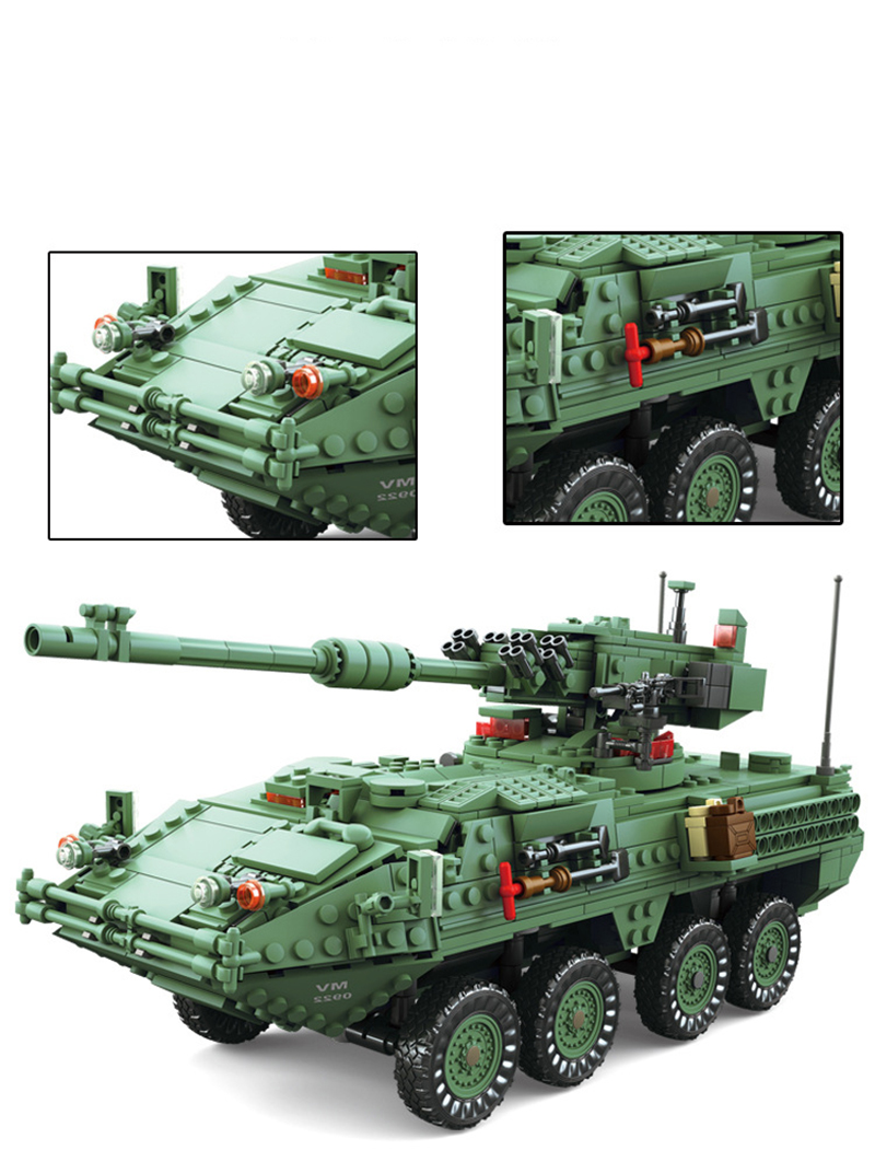 KAZI Das Stryker MGS-M1128 Panzer-Baustein-Spielzeugset