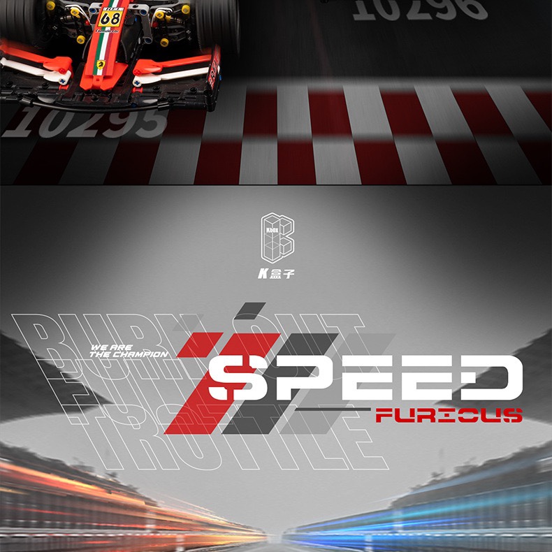 KBOX 10295 Red Ferrari F1 Fórmula Racing Technology Machinery Series Juego de bloques de construcción de juguete