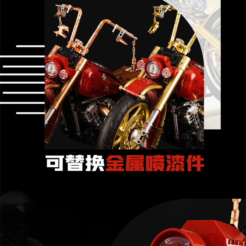 KBOX 10514 Retro Harley Motorcycle Technology Machinery Series Bausteine Spielzeugset