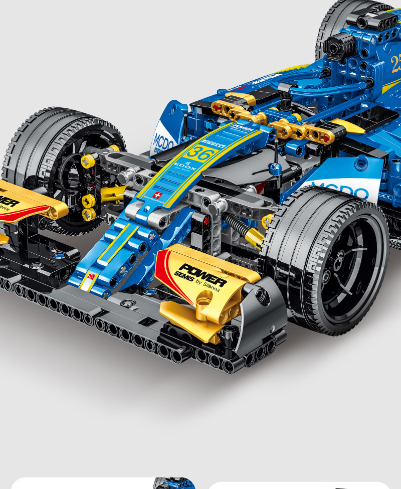 MORK 023007 ブルー ルノー RS18 スーパー レーシング カー モデル構築レンガおもちゃセット