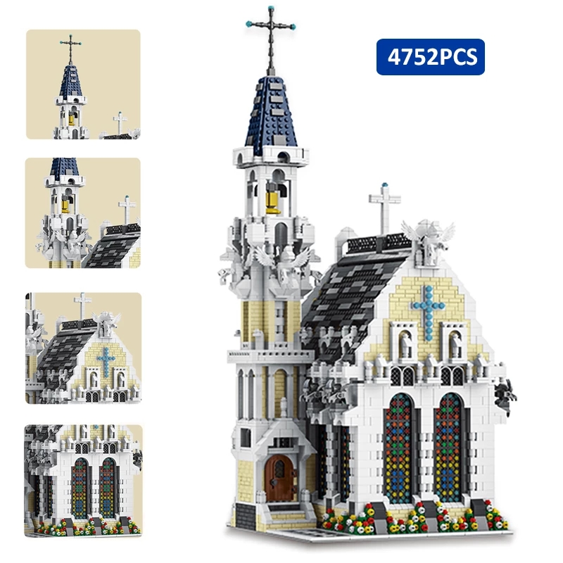 MORK 033006 Street View Series Mittelalterliches Kirchenbaustein-Spielzeugset