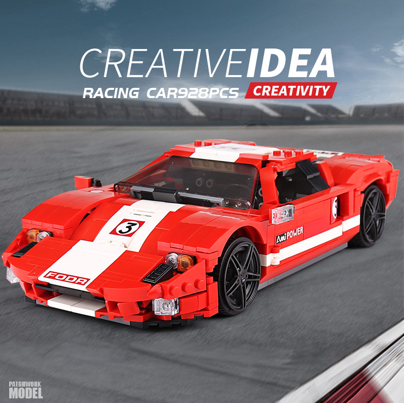 FORM KÖNIG 10001 Red Phanton Fords GT Rennwagen Bausteine Spielzeugset