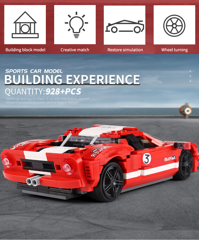 FORM KÖNIG 10001 Red Phanton Fords GT Rennwagen Bausteine Spielzeugset
