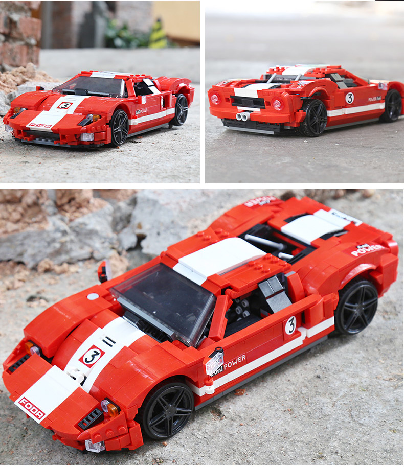 MOULD KING 10001 Red Phanton Fords GT Racing Car Building Blocks Toy Set