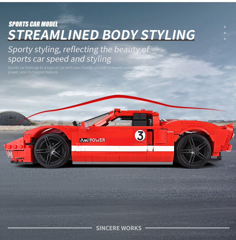 FORM KÖNIG 10001 Red Phanton Fords GT Rennwagen Bausteine Spielzeugset