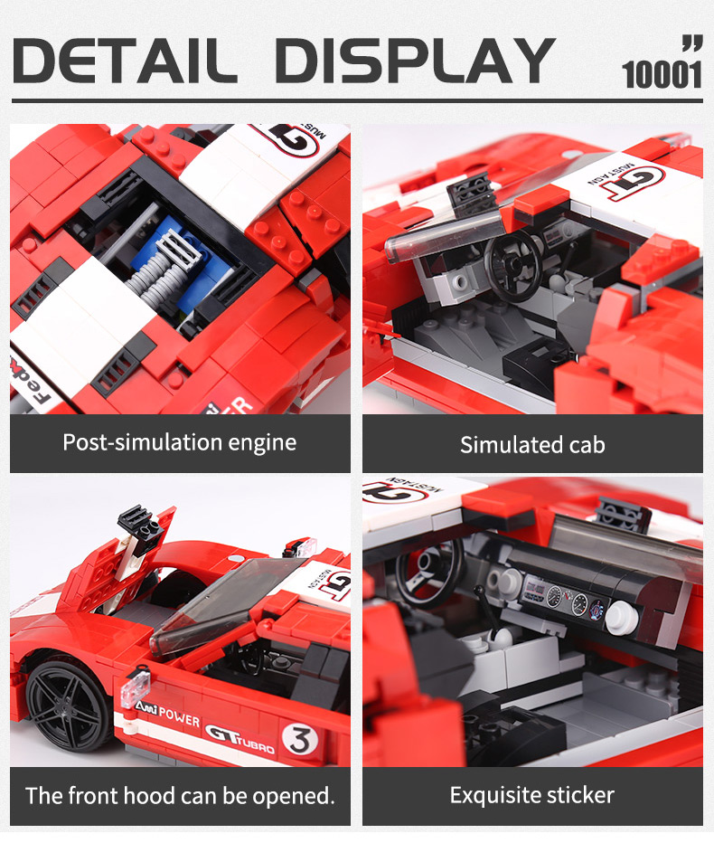 FORM KÖNIG 10001 Red Phanton Fords GT Rennwagen Bausteine Spielzeugset