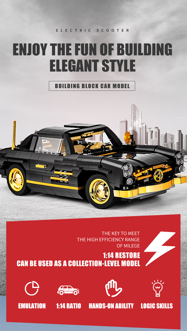 MOLD KING 10005 Variedad Serie creativa 300SL Juego de juguetes de bloques de construcción de autos deportivos