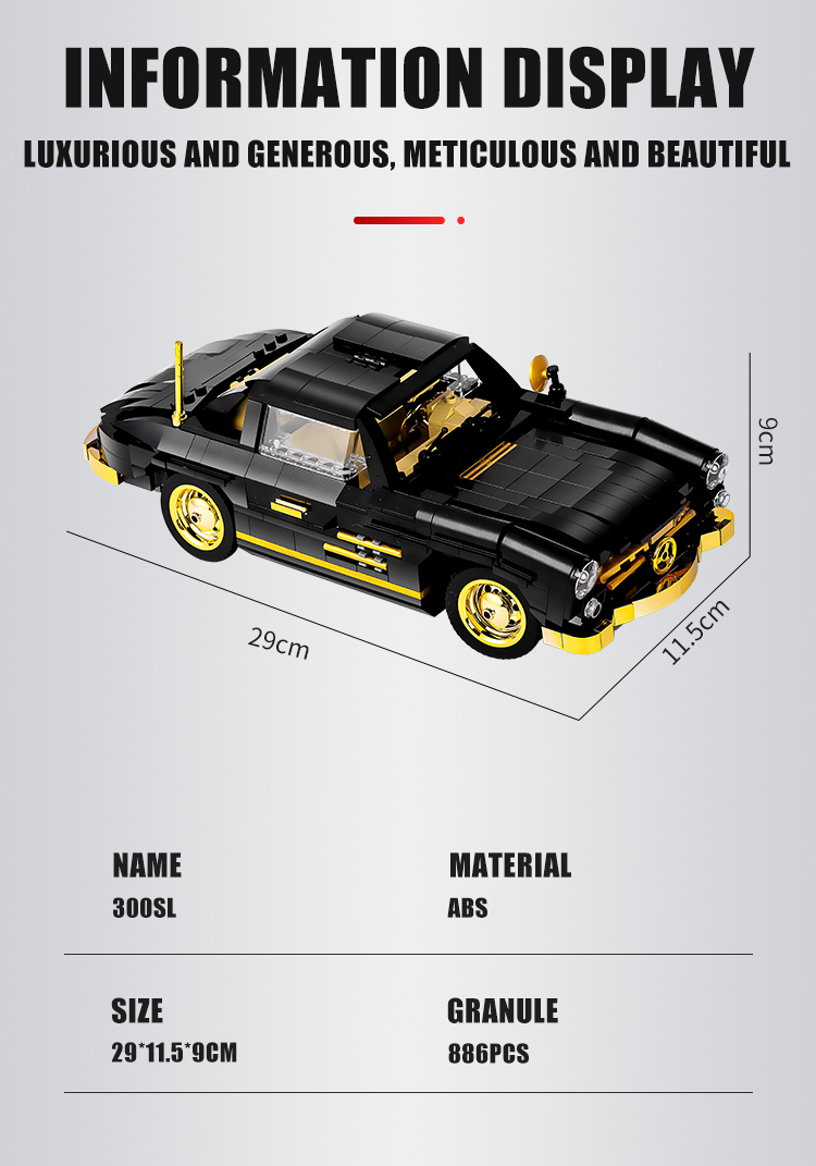 MOLD KING 10005 Variedad Serie creativa 300SL Juego de juguetes de bloques de construcción de autos deportivos