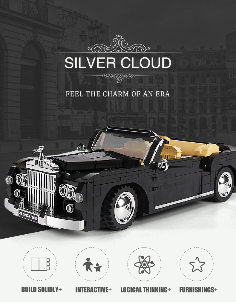 MOLD KING 10006 Vielfalt Kreative Serie 1964RR Silber Cloud Auto Bausteine Spielzeug Set