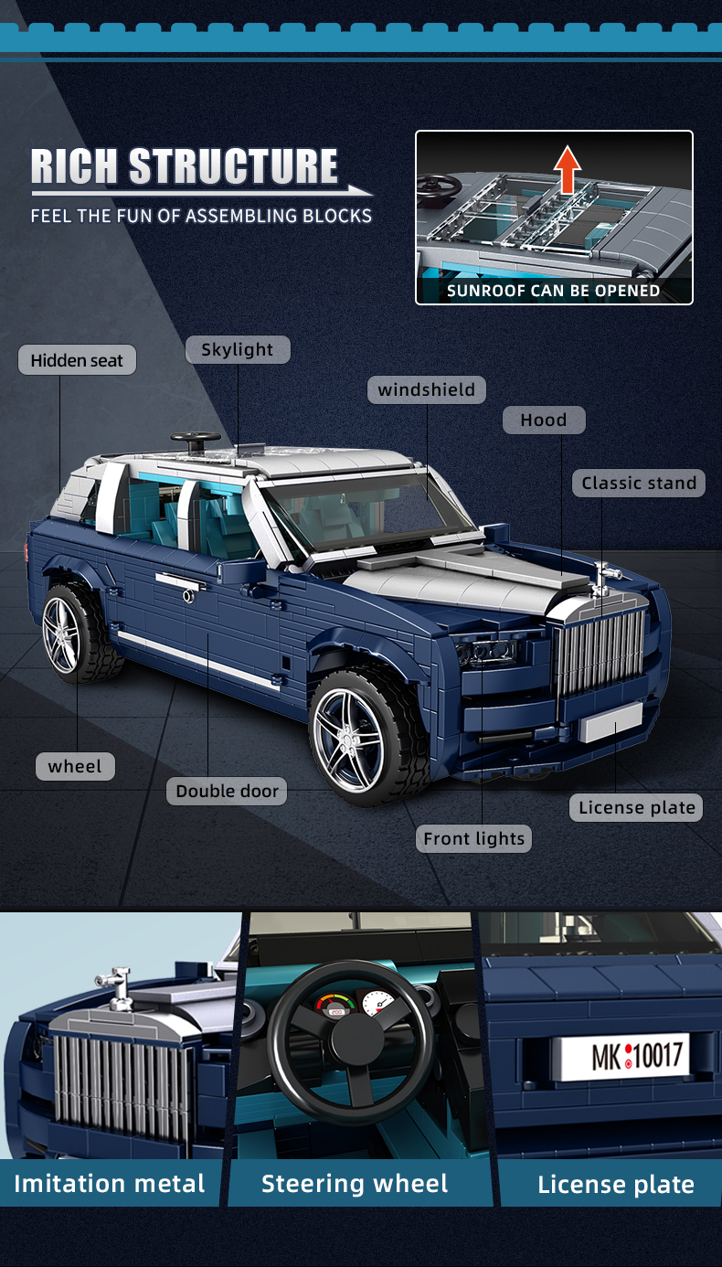 MOULD KING 10017 Creative Series Cullinan Luxury Off-road Vehicle Building Block Toy Set