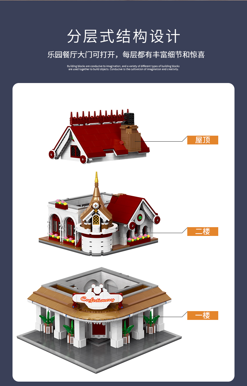 MOULD KING 11003 Paradise Corner Restaurant MKINGLAND Building Blocks Toy Set