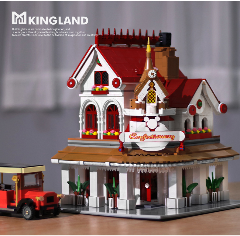 MOLD KING 11003 파라다이스 코너 레스토랑 MKINGLAND 빌딩 블록 장난감 세트