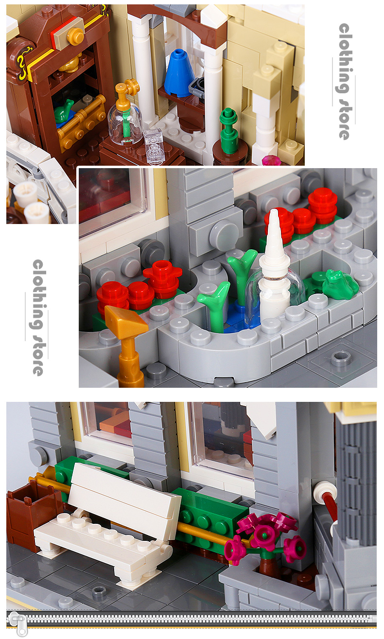 MOULD KING 11005 Street View Series Fantasyland Clothing Store With LED Building Blocks Toy Set